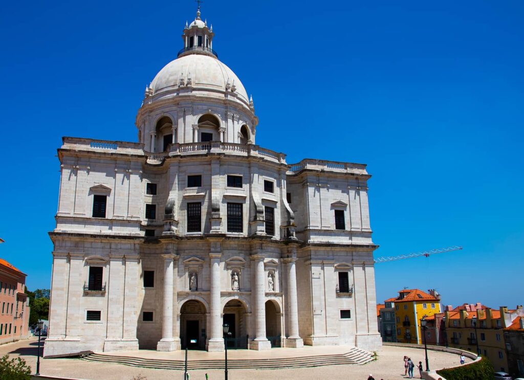 Alfama Cathedral in Lisbon, Portugal, showcasing historic architecture and vibrant neighborhood charm.