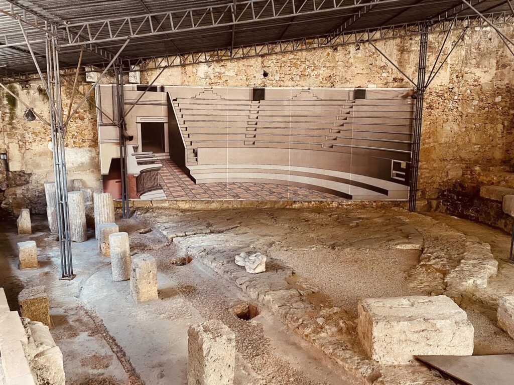 Alfama in Lisbon features an ancient open-air theater with stone ruins and a modern stage, blending historic charm with cultural entertainment in the heart of the city.